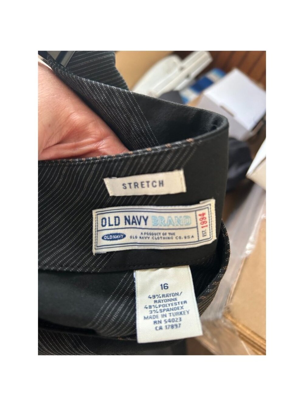 Old Navy Skirt Size 16 Black Brown Diagonal Pinstripe Stretch Just Below Waist